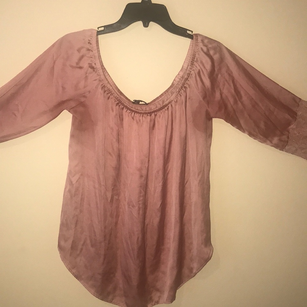 Off shoulder rose gold blouse